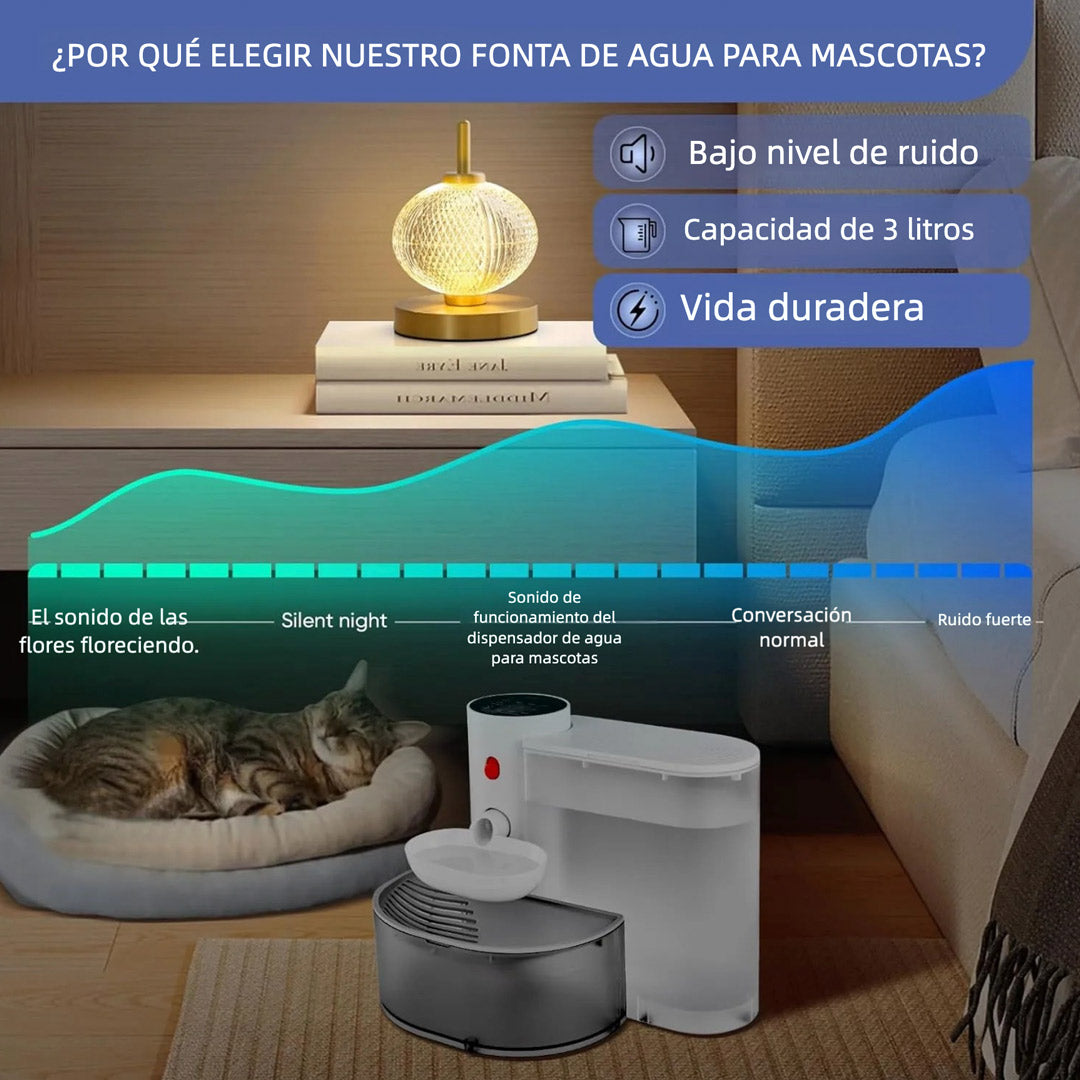 Fuente de Agua Inteligente para Gatos sin Filtro 3.5L – Bebedero Automático por Gravedad con Tanques Separados Recargable para Mascotas - DM005