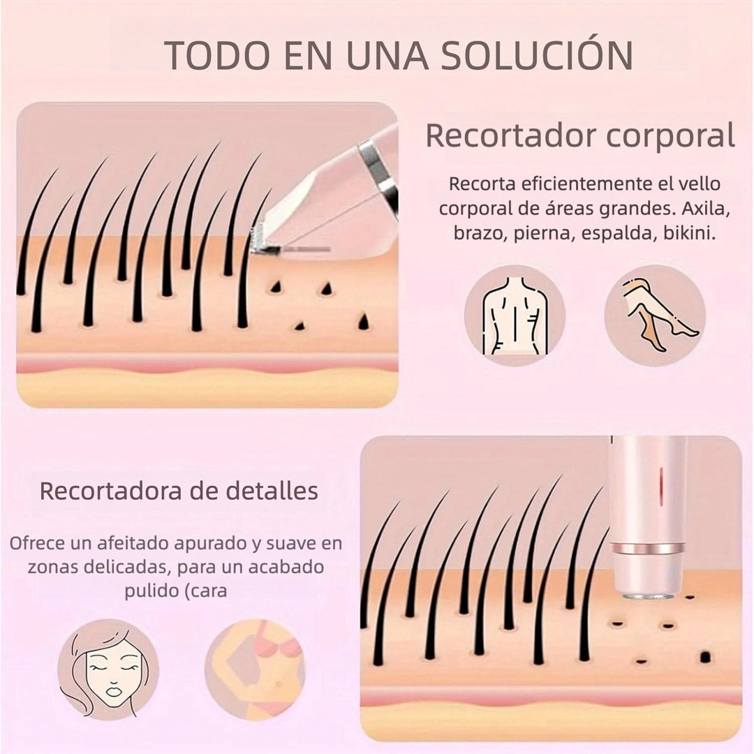 Rasuradora Eléctrica Femenina 2 en 1 Resistente al Agua – Afeitadora de Cabezal Dual para Piernas, Axilas y Línea del Bikini - MC008
