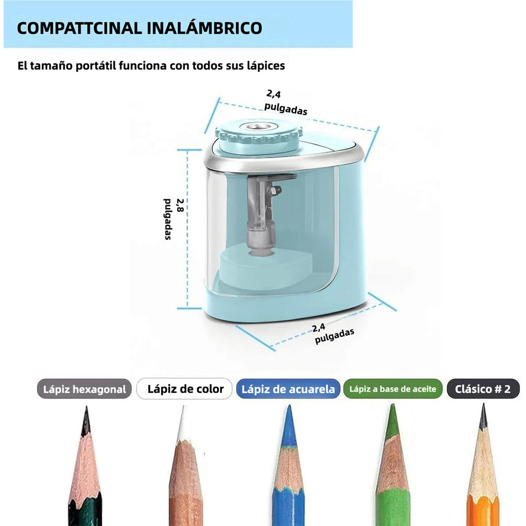 Sacapuntas Eléctrico – Afilado Rápido con Hoja Reemplazable, Doble Modo Manual y Automático, Funcionamiento a Pilas, Portátil para Escuela, Oficina y Hogar – JC005