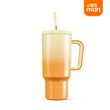 Vaso Térmico de 40oz con Asa, Tapa Antiderrames y Popote, Taza de Café de Acero Inoxidable para Viajes, Mantiene Bebidas Frías por 34 Horas y Calientes por 10 Horas AH014