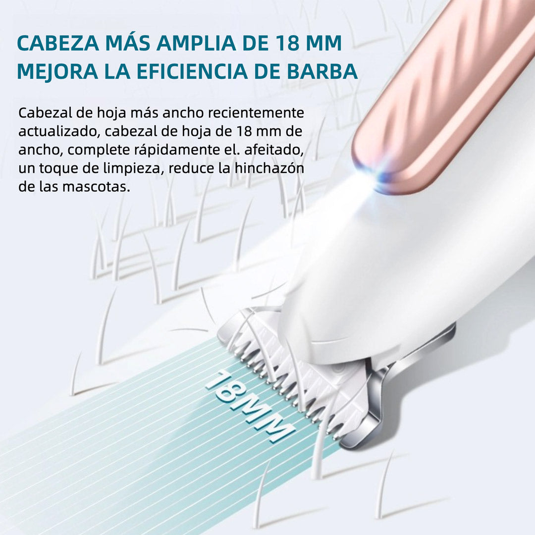 Cortapelos para Mascotas con Luz LED – Recortadora de Precisión Silenciosa e Impermeable para Patas, Orejas y Cara - DM007