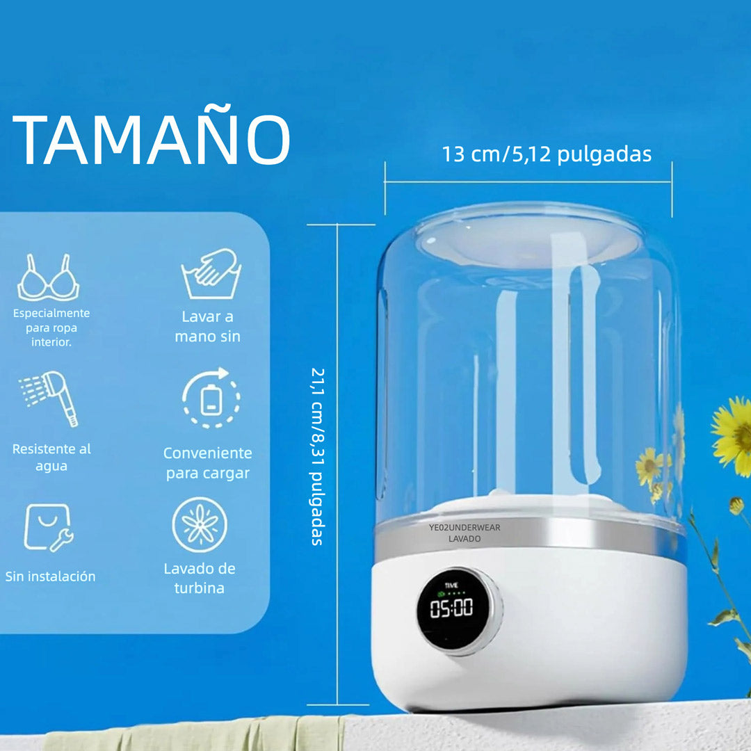 Mini Lavadora Portátil 1.2L, Lavadora Pequeña para Viajes, Ideal para Ropa Íntima, Calcetines y Toallas de Saliva - LP001