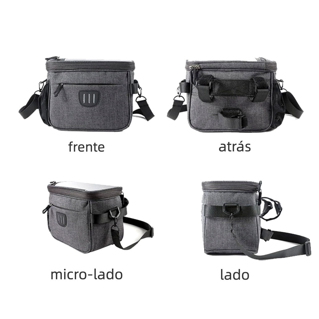 Bolsa de Manillar para Bicicleta con Pantalla Táctil 6.5” y Correa – Alforja Frontal Impermeable de Gran Capacidad - AH015