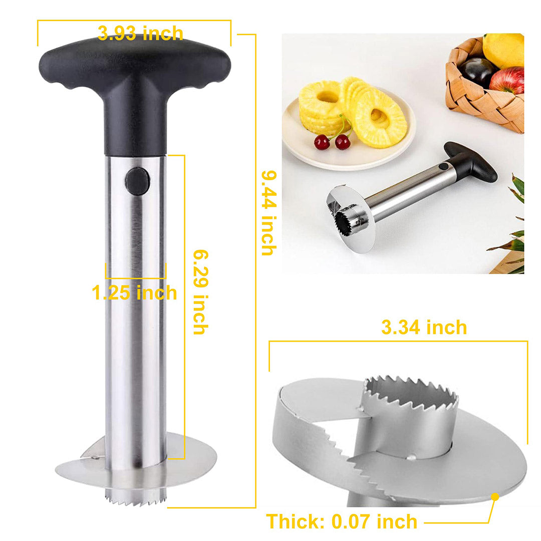 Pelar y Cortar Piña de Acero Inoxidable - Descorazonador y Cortador de Piña con Mango Desmontable para Extracción Fácil del Corazón - UC001