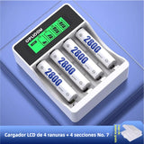 Baterías Recargables AA de Litio5800mWh con Cargador USB LCD Rápido de 2 Horas, 1.5V y 1500 Ciclos para Electrónicos, Teléfonos Inalámbricos y Controles Remotos - BT005