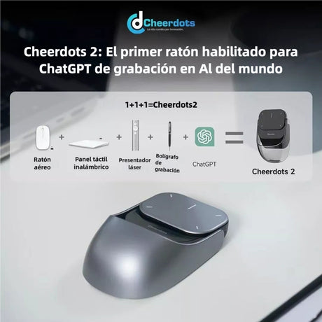 Mouse Aire Bluetooth Desmontable con Touchpad, Control Remoto Inalámbrico para Presentaciones, Micrófono, y Láser, Compatible con Mac y Windows - KM008 - Yesmart