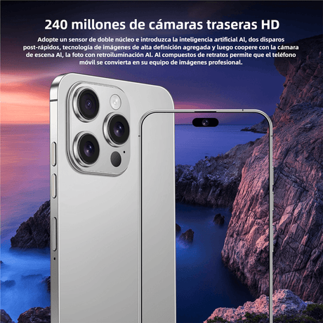 Teléfono inteligente Android 14, 3+64GB, 6.6" Pantalla, Cámara 240MP+80MP, Batería 4000mAh, Procesador Snapdragon -SP004 - Yesmart