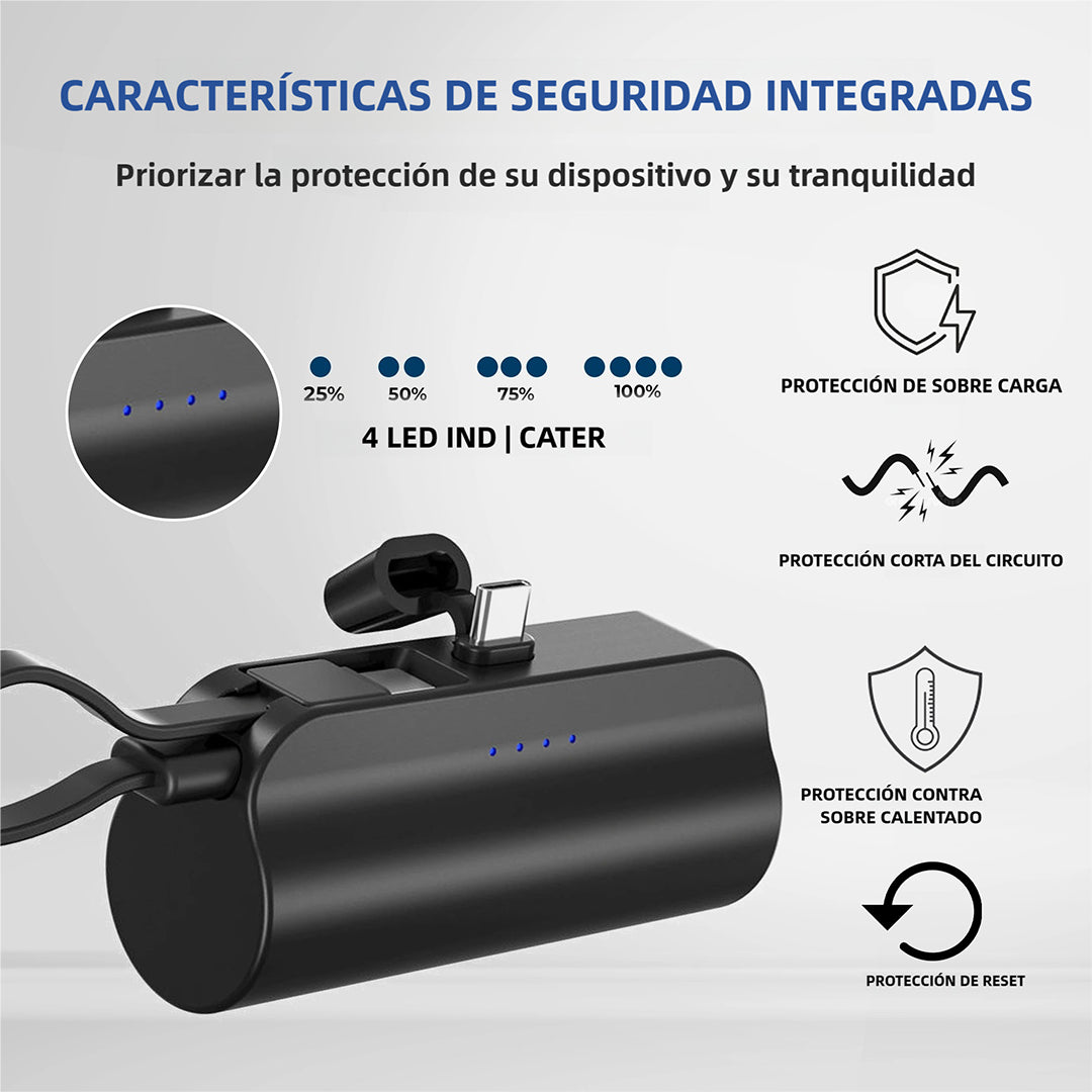 Power Bank Portátil 10,000mAh con Carga Rápida Tipo-C - Cargador para Teléfonos, Ideal para Viajes y Uso Diario BP002 - Yesmart