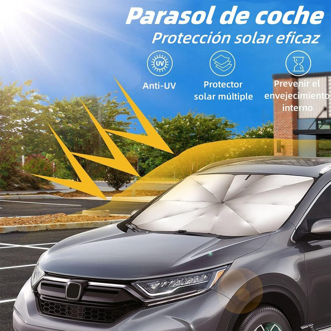 Parasol Plegable para Parabrisas de Auto – Protector Solar Universal con Revestimiento de Titanio y Plata, Bloquea Rayos UV, Mantiene el Auto Fresco, Compatible con Sedán, SUV y MPV – AH013