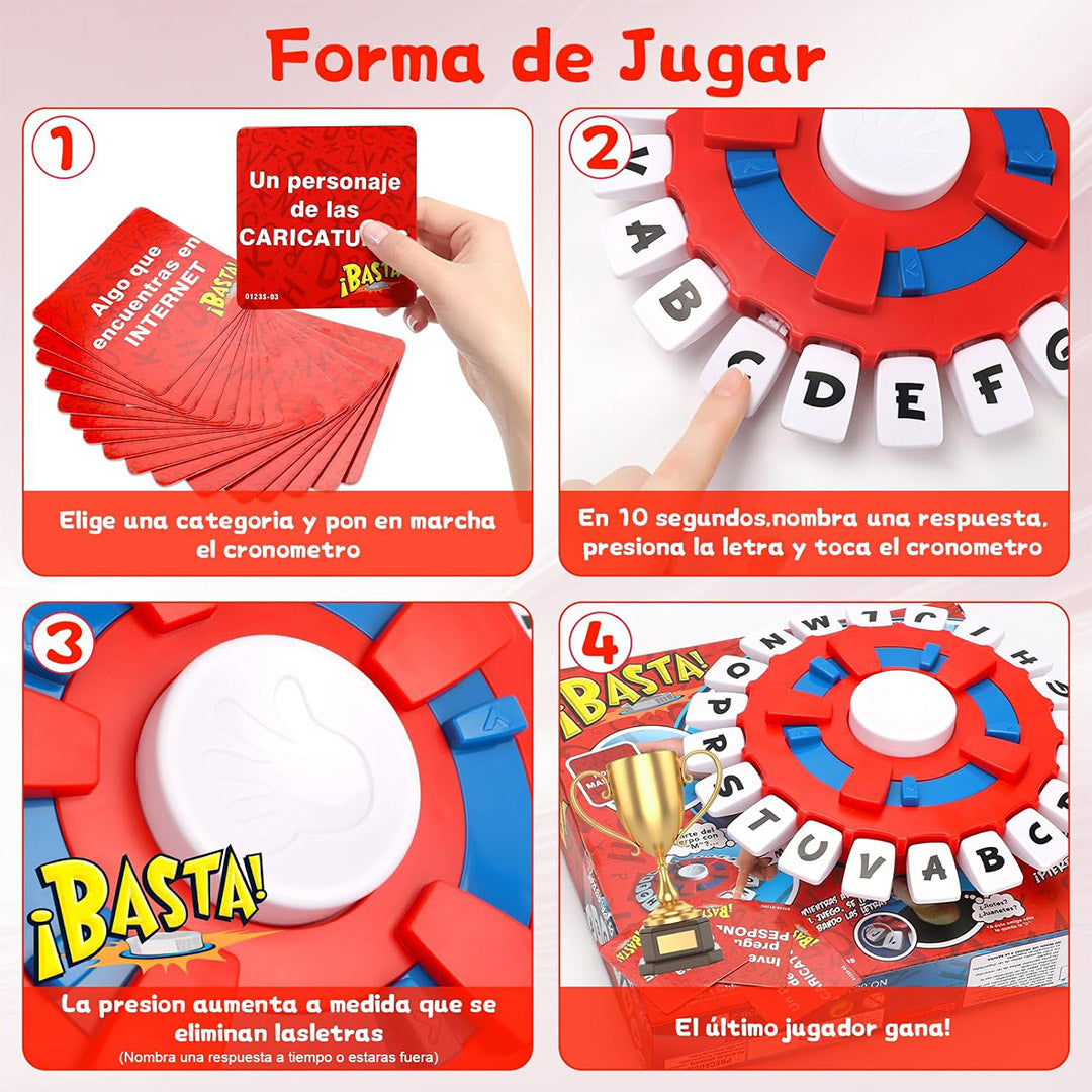 Juego de Mesa Basta – Juego de Palabras Rápidas en Español, Aprendizaje Interactivo para Niños y Adultos, Ideal para Fiestas, Reuniones Familiares y Educación – JC002