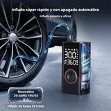 Compresor de Aire Portátil 150 PSI con Manómetro Digital, Inflador Rápido y Apagado Automático, 3X Más Rápido, para Neumáticos de Automóvil, Moto, Bicicleta y Pelotas - HE002