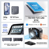 Ninkear Mini PC MBOX 11, Intel Twin Lake N150, 16GB RAM, 512GB SSD, Windows 11, Pantalla Doble 4K, WiFi 5, Bluetooth 5.0
