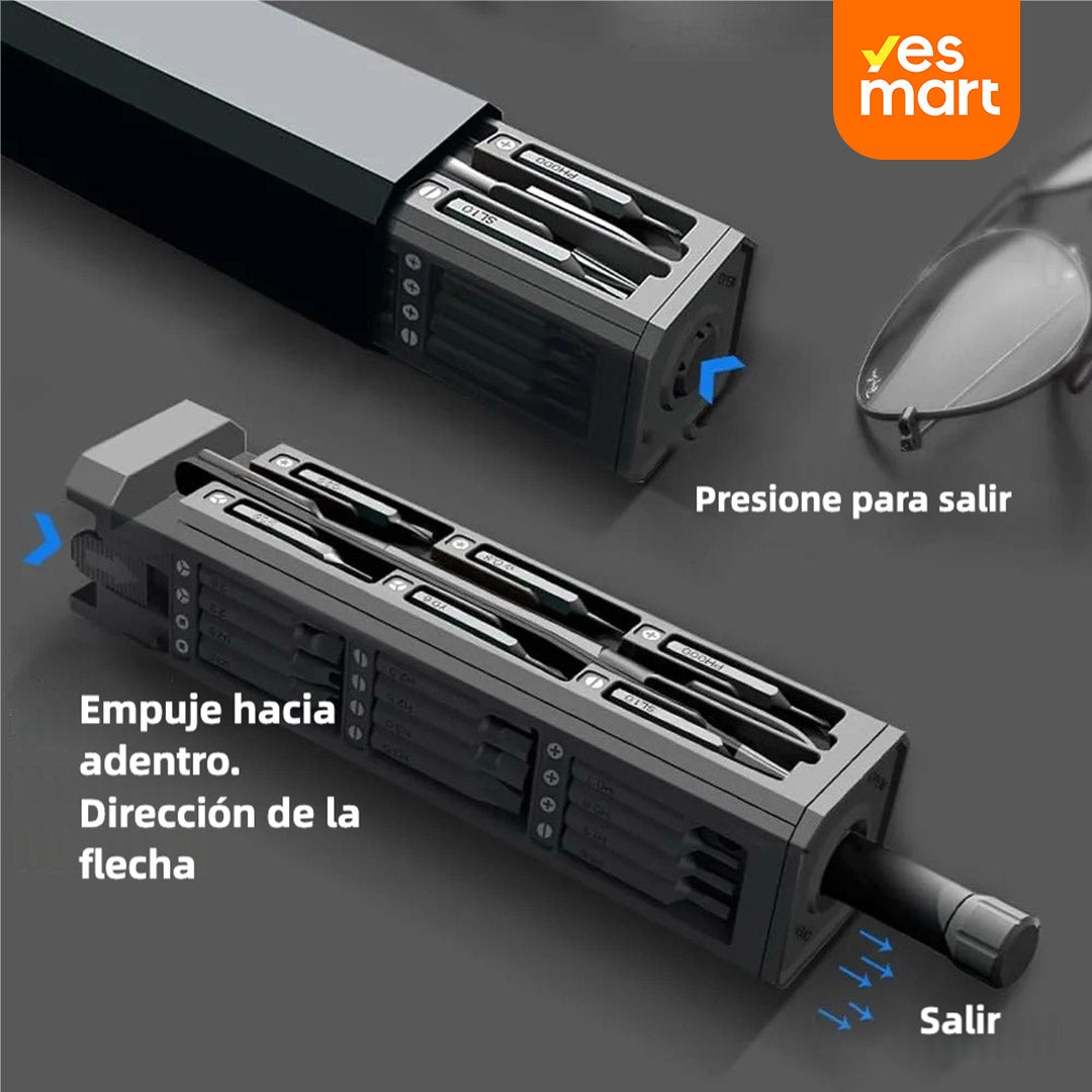 44 en 1 Juego de Destornilladores de Precisión, Mini Destornillador Magnético con Caja de Almacenaje, Herramienta de Reparación de Acero para Computadoras, Cámaras, Teléfonos, Relojes y Gafas - HM001