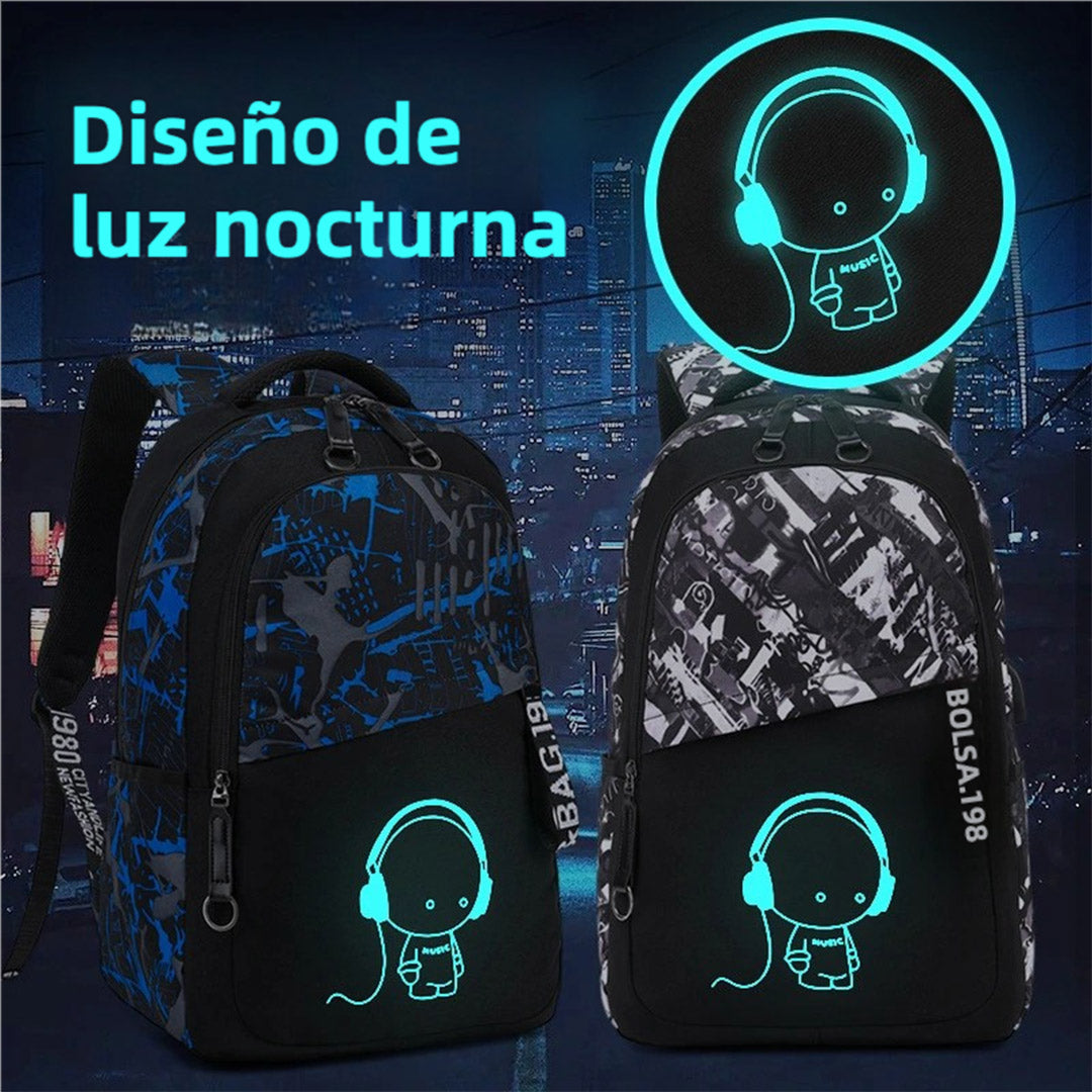 Mochila Escolar Asge para Niños – Mochila Juvenil con Estampado, Nylon de Gran Capacidad, Mochila Reflectante para Exterior y Escuela + Bolso Bandolera Adicional - AH009