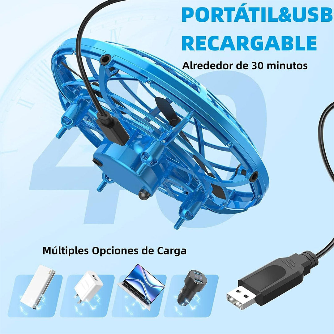 Juguete de Pelota Voladora – Spinner Volador 360° con Luces LED, Mini Drone Boomerang Recargable, Esfera Voladora de Control Manual con Sensores Inteligentes, Regalo para Niños – JC003