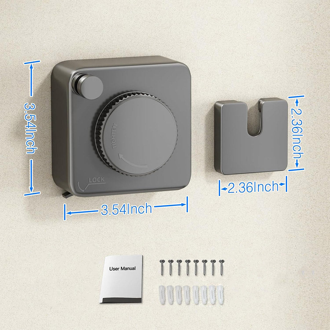Tendedero Retráctil de Acero Inoxidable para Interior y Exterior, Anticaída y de Alta Resistencia, Montaje en Pared, 4.6 Metros – AH020
