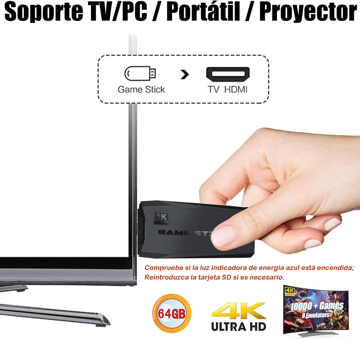 Consola de Juegos Retro HDMI 64G con Mandos Inalámbricos 2.4G y Salida HDMI 4K AJ001 - Yesmart
