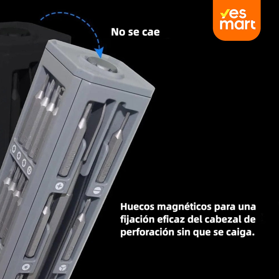 44 en 1 Juego de Destornilladores de Precisión, Mini Destornillador Magnético con Caja de Almacenaje, Herramienta de Reparación de Acero para Computadoras, Cámaras, Teléfonos, Relojes y Gafas - HM001