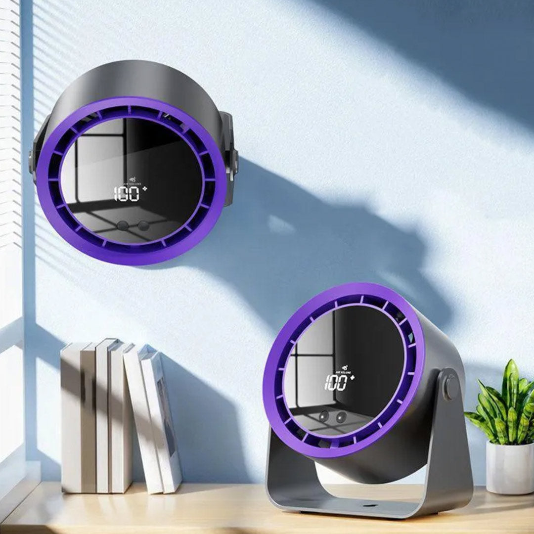 Ventilador de Escritorio con Batería Recargable, 100 Velocidades, Silencioso, Pantalla Digital LED, Cabezal Ajustable para Oficina, Dormitorio y Viaje – VM006