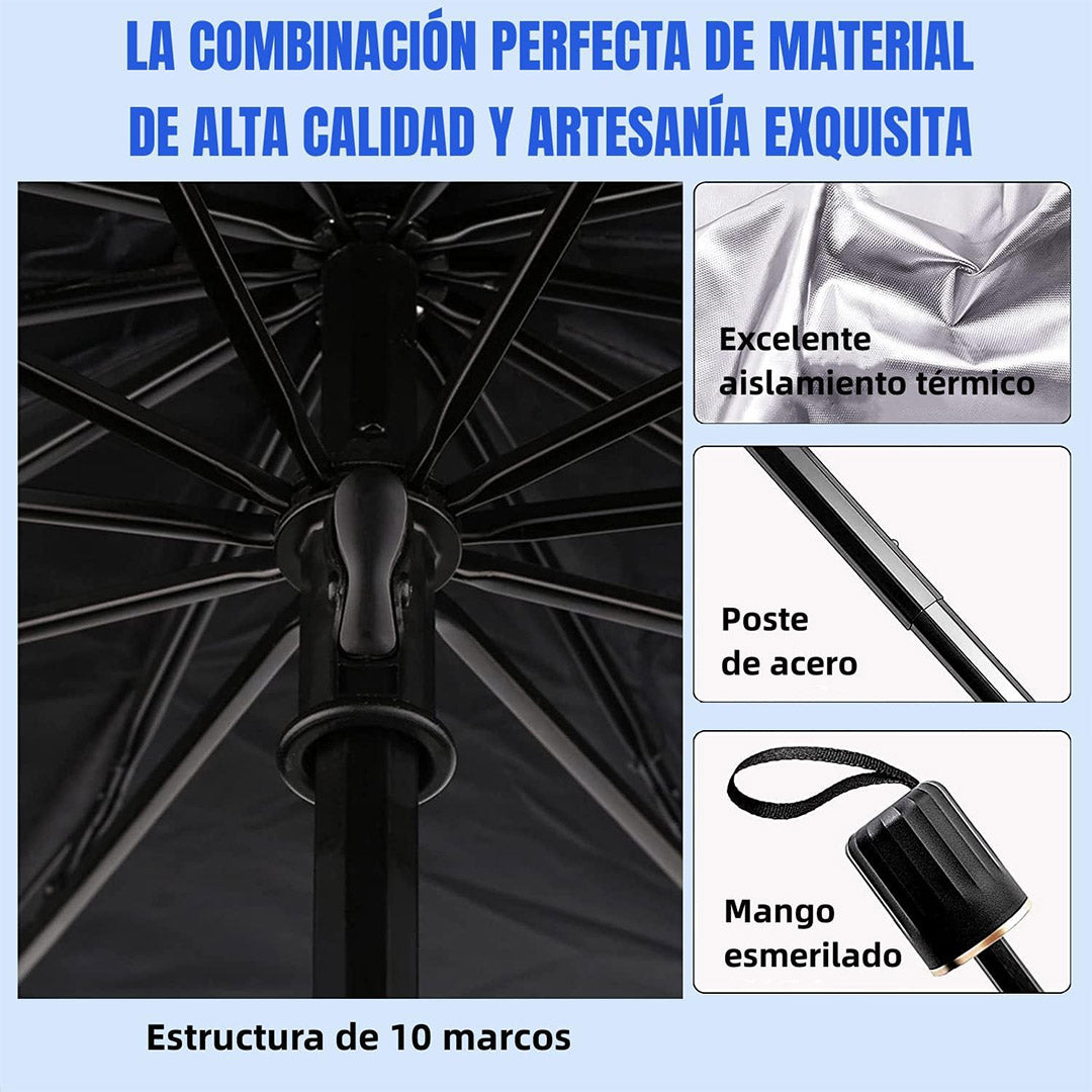 Parasol Plegable para Parabrisas de Auto – Protector Solar Universal con Revestimiento de Titanio y Plata, Bloquea Rayos UV, Mantiene el Auto Fresco, Compatible con Sedán, SUV y MPV – AH013