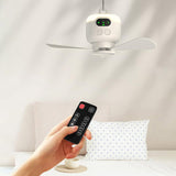 Ventilador de Techo USB Recargable 8000mAh con Control Remoto, Ventilador Portátil para Camping, 3 Aspas Desmontables, Temporizador y 4 Velocidades para Tienda o Dormitorio – VM008