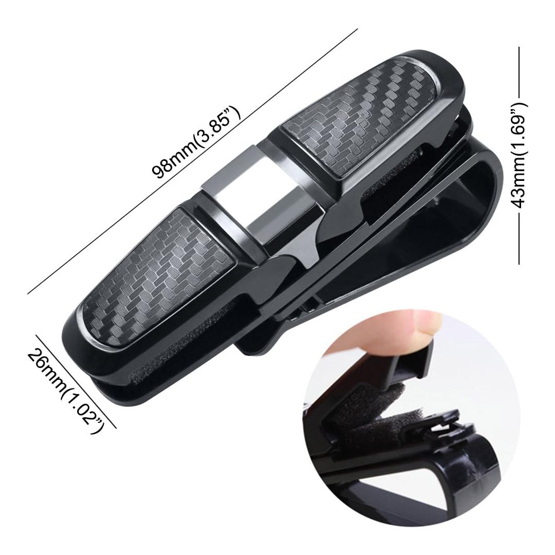 Soporte para Gafas de Sol para Visera de Coche 2 Piezas con Clips y Estuche para Tarjetas - Soporte de Gafas de Sol y Gafas de Vista, Ajustable y Giratorio 180° - AH001