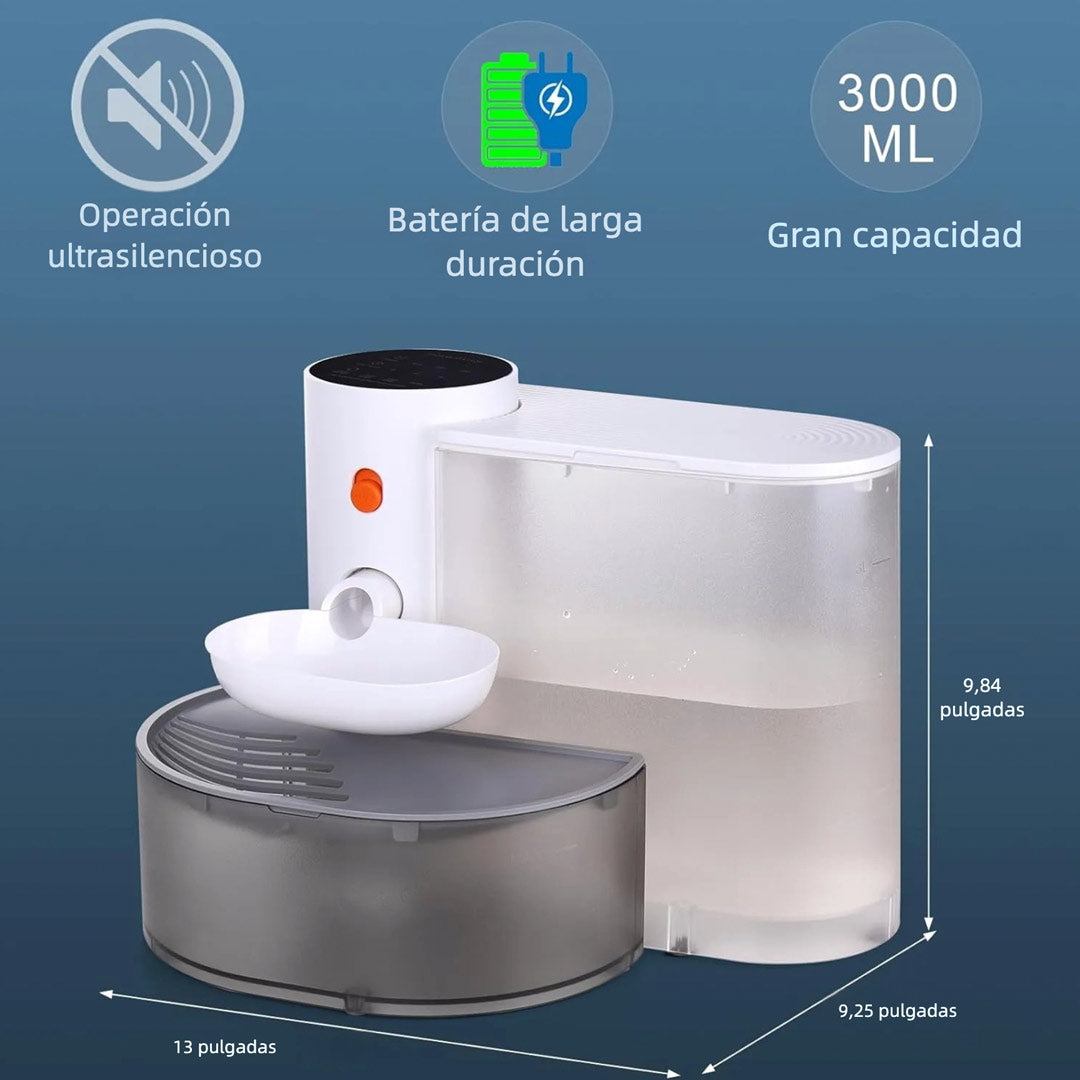 Fuente de Agua Inteligente para Gatos sin Filtro 3.5L – Bebedero Automático por Gravedad con Tanques Separados Recargable para Mascotas - DM005