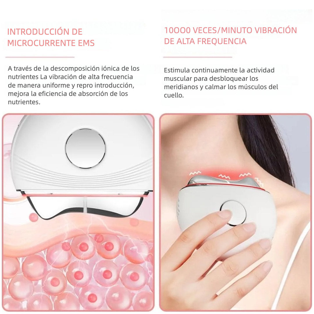 Masajeador Facial Gua Sha Eléctrico Multifuncional 3 en 1 con EMS, Luz Roja Azul Violeta, Calor y Frío para Lifting, Antiarrugas, Reafirmante – MJ002