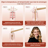 Herramienta Multifuncional 3 en 1, Rizador Automático con 2 Barriles de Cerámica (1", 1.25") y Cepillo Alisador, Plancha y Rizador de Cabello con 3 Temperaturas, Temporizador y 300000+ Iones Negativos SE006