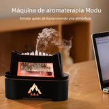 Difusor de Aceites Esenciales con Simulador de Lluvia y Luz de Llama – 300ml con Sonido Relajante, Temporizador y Control Remoto - MA006