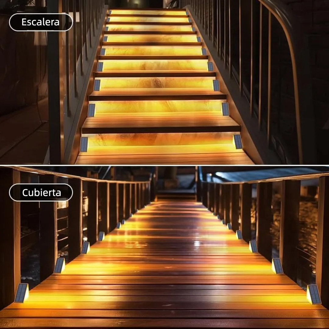 Luces Solares para Escaleras 6 Piezas – Luces LED Impermeables IP67 para Escalones, Jardín, Porche, Patio y Terraza - JP005