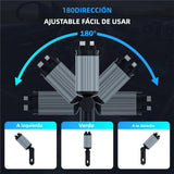 Cargador de Coche con Estrella, Cargador USB-C 66W para Automóvil, 4 en 1 con Cable Retráctil, 2 Puertos USB, Cargador para Teléfono de Coche - CI016