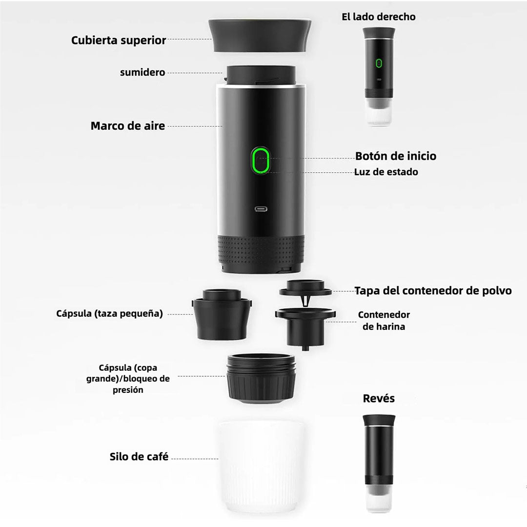 Máquina de Café Portátil 3 en 1 Inalámbrica, Eléctrica para Cápsulas y Café Molido, Con Función de Enfriado y Calentado, Taza de 150ml - EJ006