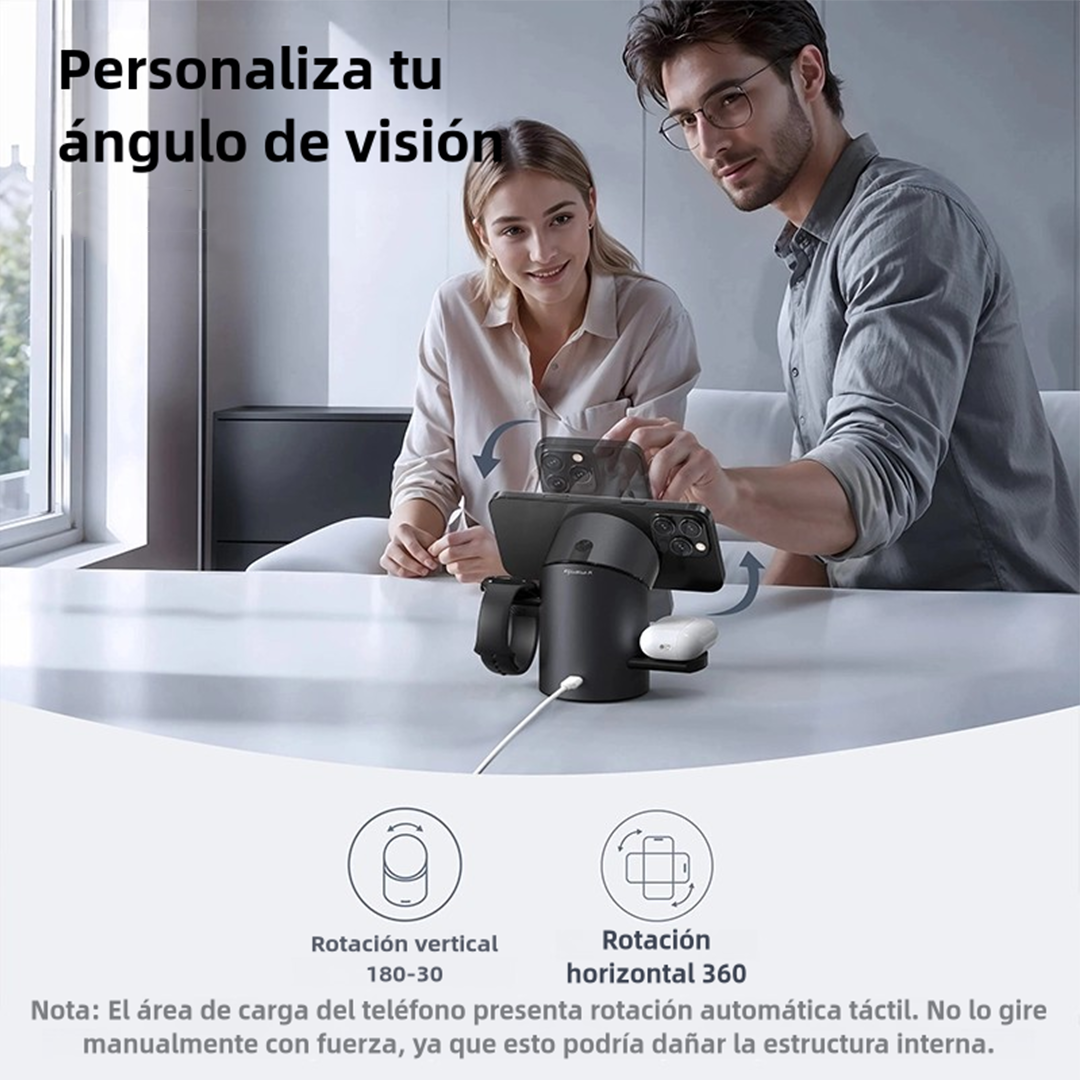 Cargadores Estación de Carga Inalámbrica Magnética 3 en 1 con Carga Rápida de 15W para Smartphones, Relojes y Auriculares -CI001 - Yesmart
