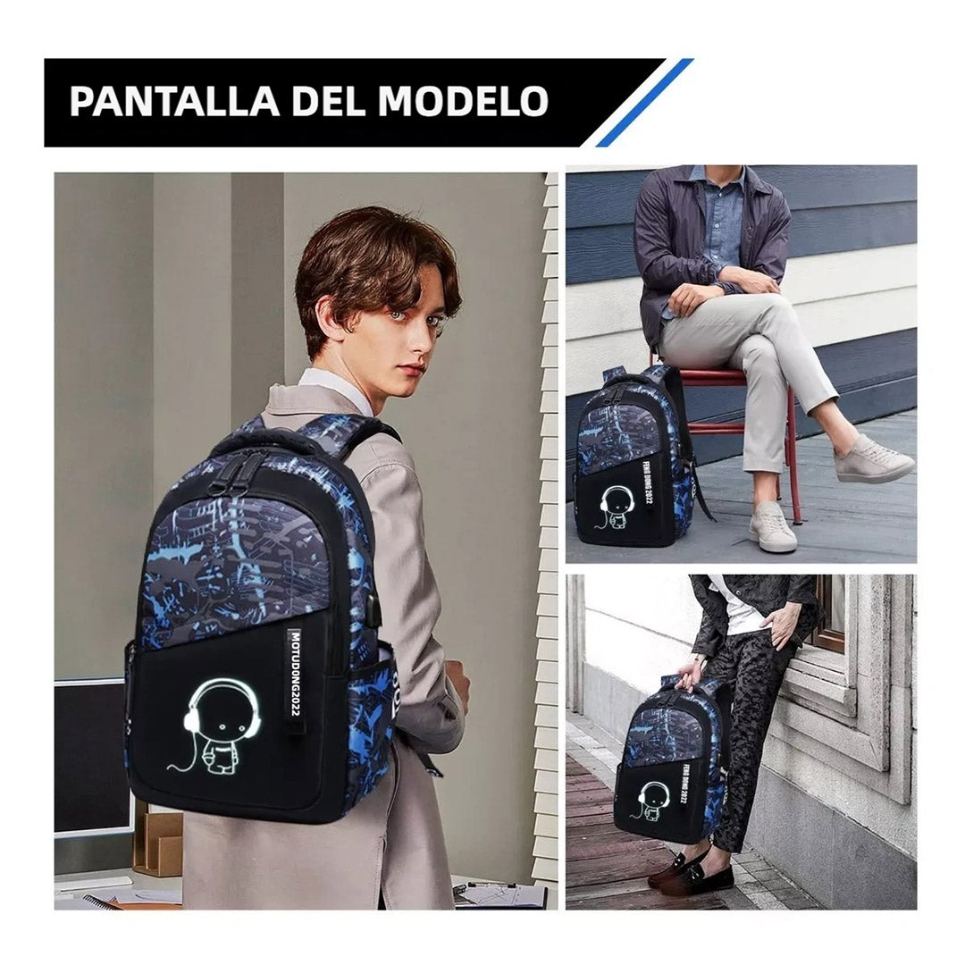 Mochila Escolar Asge para Niños – Mochila Juvenil con Estampado, Nylon de Gran Capacidad, Mochila Reflectante para Exterior y Escuela + Bolso Bandolera Adicional - AH009