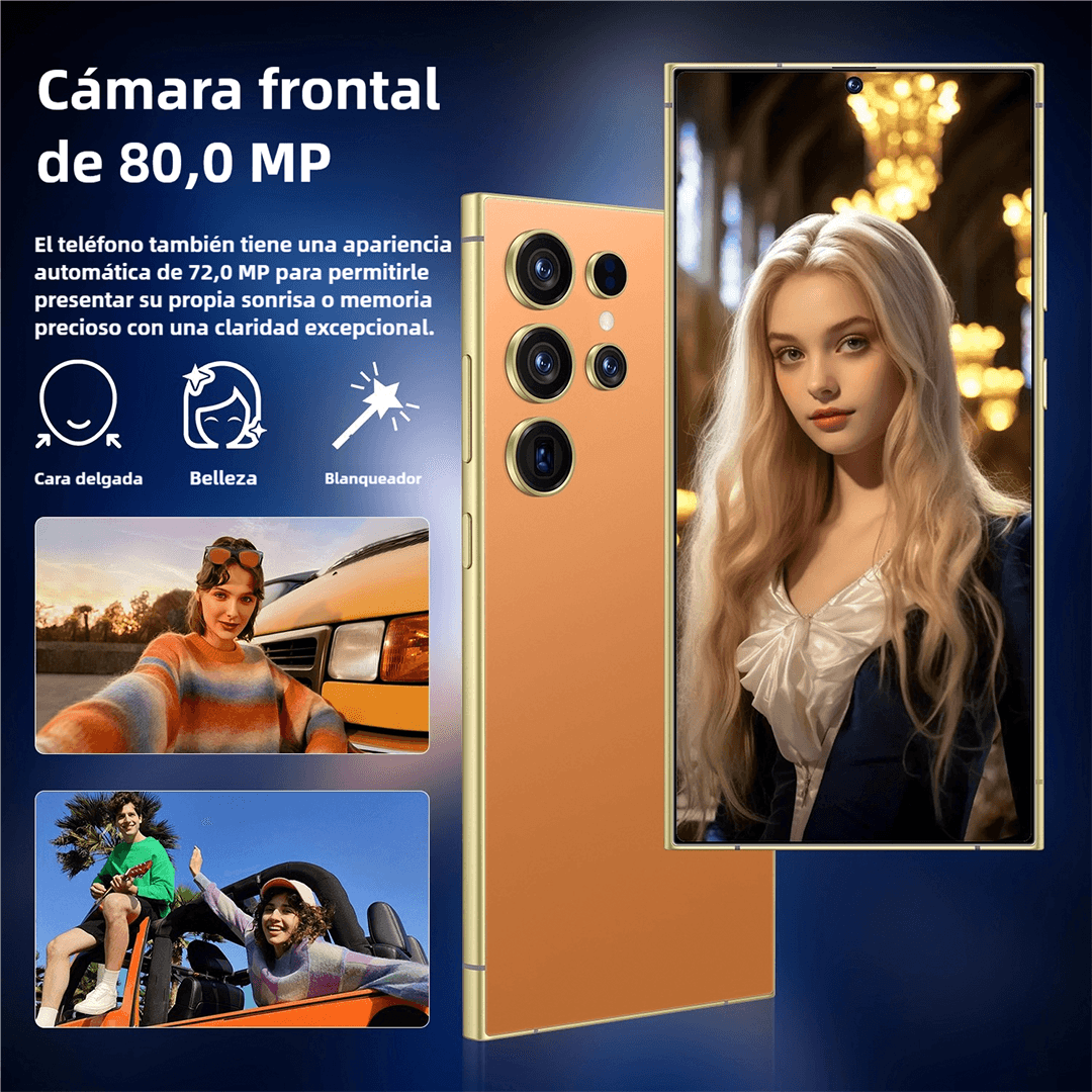 Teléfono inteligente Android 14, 4GB+128GB ROM, 240MP+80MP, Pantalla 6.6", Batería 4500mAh, Dual SIM Desbloqueado -SP003 - Yesmart