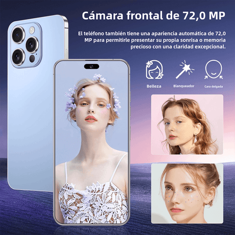 Teléfono inteligente Android 14, 3+64GB, 6.6" Pantalla, Cámara 240MP+80MP, Batería 4000mAh, Procesador Snapdragon -SP004 - Yesmart