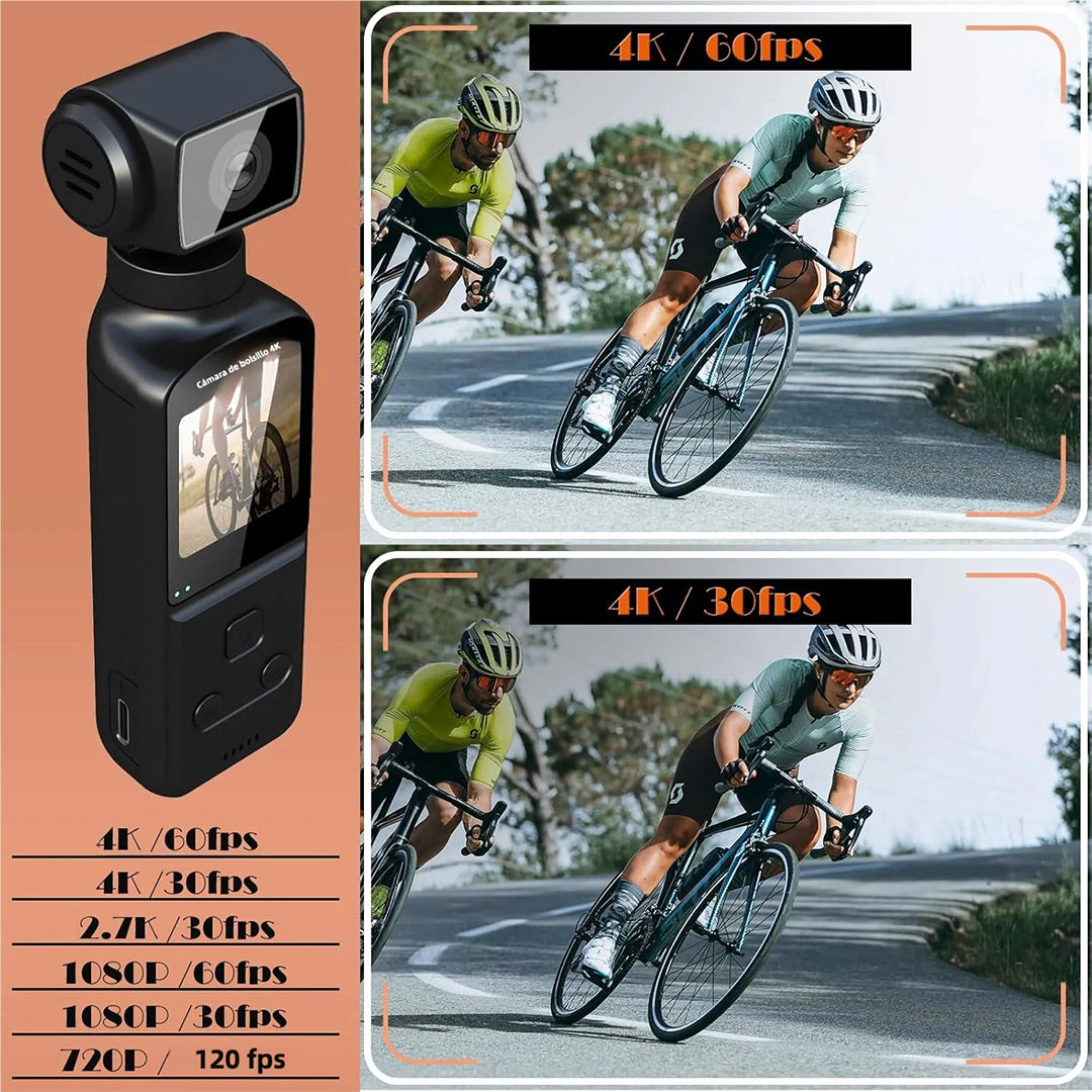 Cámara Corporal 4K con Micrófono Externo y Rotación de 270° - Cámara Compacta para Actividades al Aire Libre y Uso Personal – CC011
