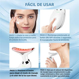 Masajeador Facial y de Cuello de 7 Colores con Tecnología de Vibración, Cepillo Facial Recargable para Cuidado de la Piel (Blanco) - MJ001