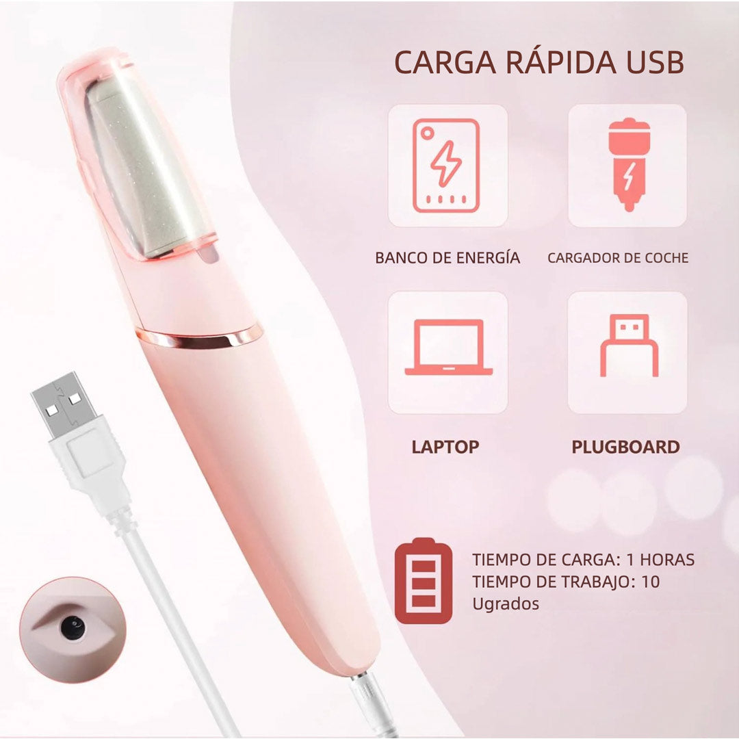 Removedor de Callos Eléctrico Recargable con Kit de Pedicura 12 en 1 – Lima para Pies con 2 Velocidades y Cabezas Intercambiables - MC007