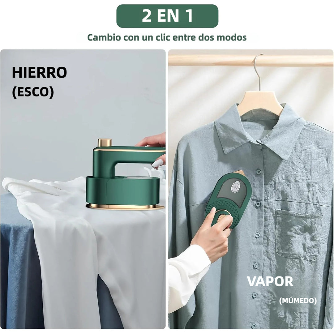 Plancha de Viaje Mini Portátil 3 en 1 con Base Anti-Quemaduras, Vapor Seco/Húmedo y 180° Rotación - Ideal para Ropa, Viajes y Hogar - PM001