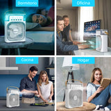 Ventilador de Aire Portátil con Enfriamiento por Evaporación – Mini Enfriador con 7 Luces LED, Temporizador y 3 Velocidades para Escritorio o Mesita - VM010