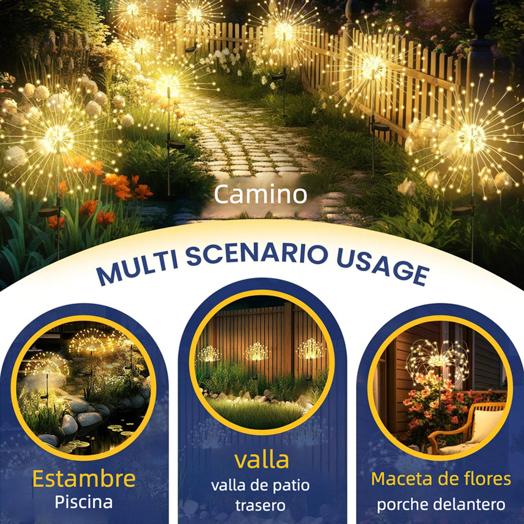 Luces Solares Decorativas para Jardín 2 Piezas 120LED – Impermeables con Diseño DIY para Patio, Balcón, Camino y Macetas - JP004