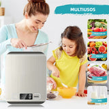 Báscula Digital de Cocina 10kg/22lb Blanca, Precisión 1g/0.04oz para Repostería, Cocina y Dieta, Superficie de Acero Inoxidable Fácil de Limpiar - EC001