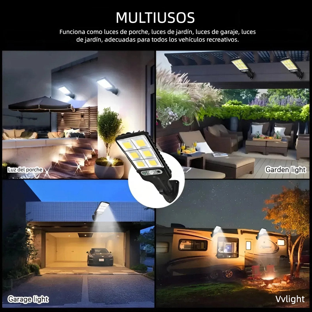 Lámpara LED Solar con Sensor de Movimiento 1000000LM, Luz Exterior para Jardín, Calle y Pared, Resistente a Todo Clima – JP001