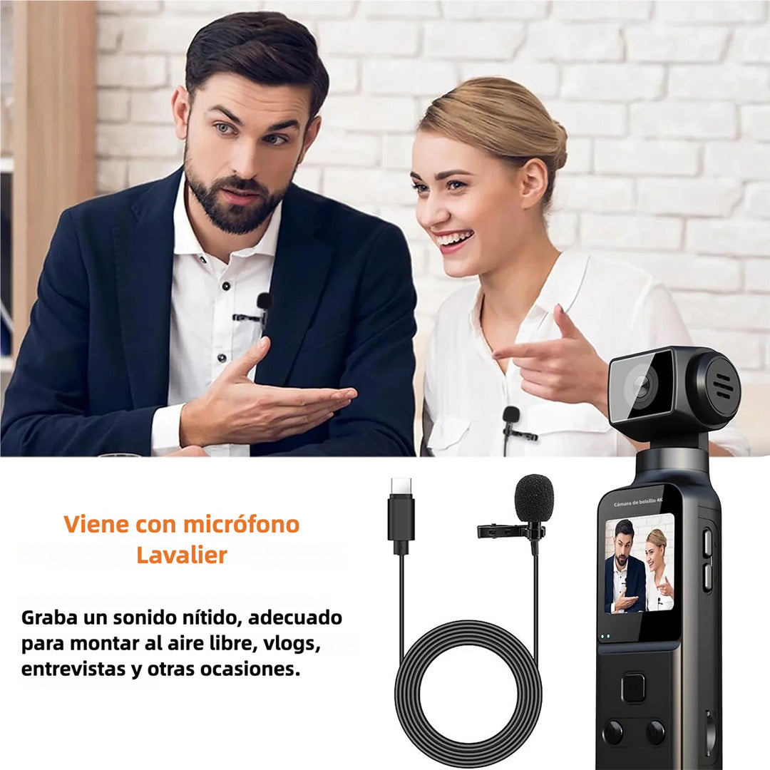 Cámara Corporal 4K con Micrófono Externo y Rotación de 270° - Cámara Compacta para Actividades al Aire Libre y Uso Personal – CC011