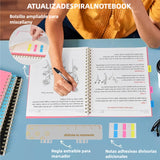 Cuaderno de Espiral A4 – 8.5” x 11”, Tapa Dura Plástica, 100 GSM, 110 Páginas, Regla Extraíble, Bolsillo Expandible, Ideal para Notas, Escuela, Trabajo y Oficina – JC006