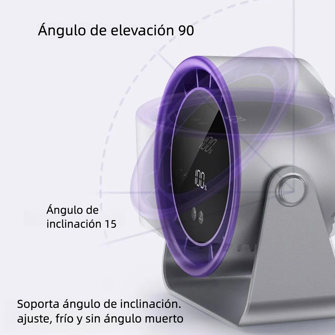Ventilador de Escritorio con Batería Recargable, 100 Velocidades, Silencioso, Pantalla Digital LED, Cabezal Ajustable para Oficina, Dormitorio y Viaje – VM006