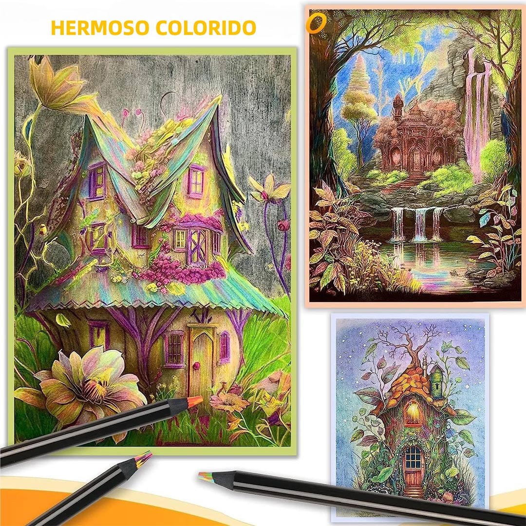Set de 12 Lápices Arcoíris Negros – Lápices de Colores Profesionales Multicolores, Mina Gruesa y Duradera para Dibujo Artístico, Ideal para Adultos, Principiantes y Estudiantes – JC004