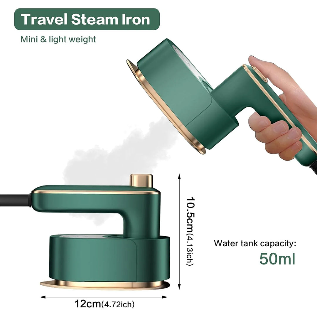 Plancha de Viaje Mini Portátil 3 en 1 con Base Anti-Quemaduras, Vapor Seco/Húmedo y 180° Rotación - Ideal para Ropa, Viajes y Hogar - PM001